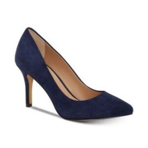 INC Women's Zitah 5 Leather Pumps Dress Heels Blue 9.5 Medium (B M)
